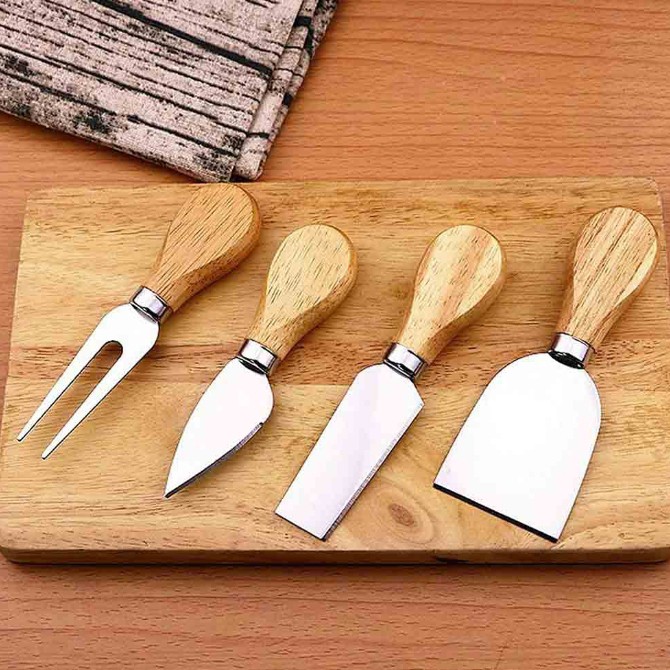 ست صبحانه خوری دسته چوبی 4 عددی